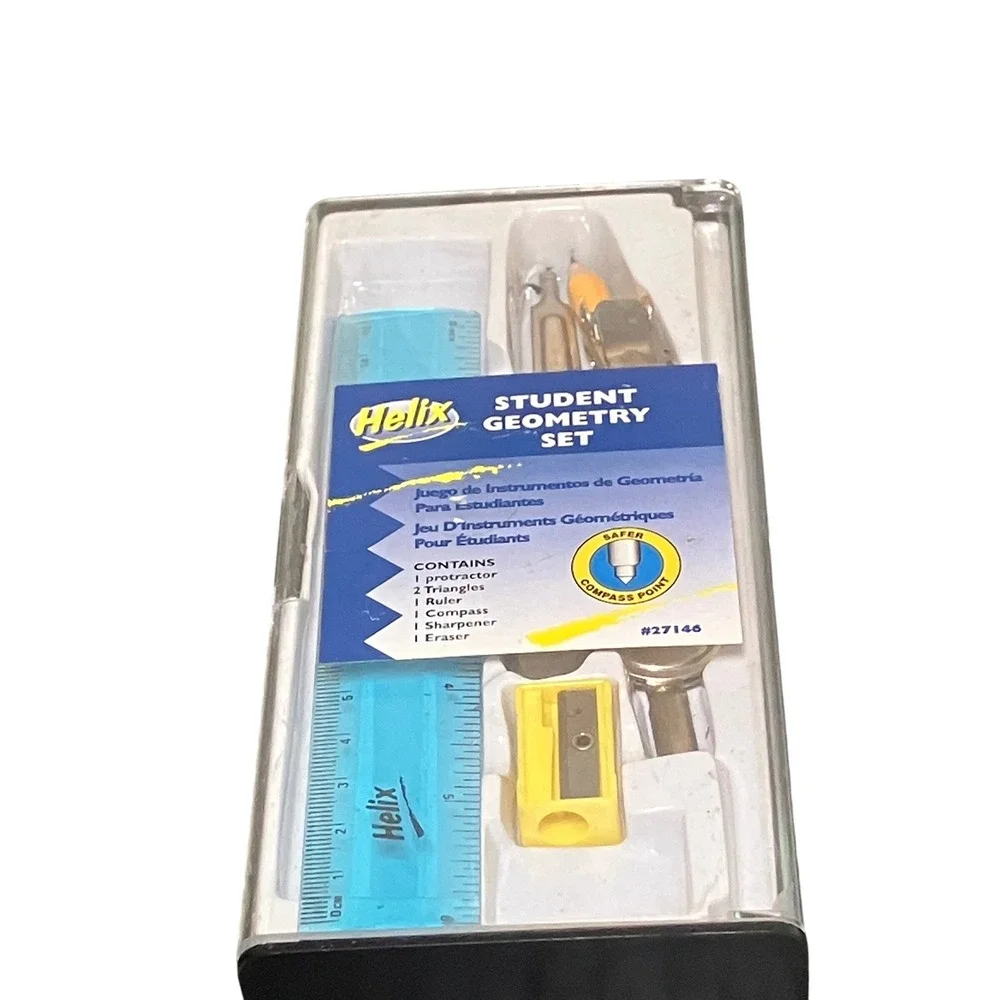 Helix Student Geometry Set Kids OS Blue Good Drafting Tools Case 27146